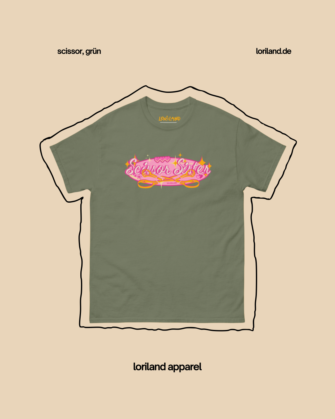 Unisex T-Shirt mit Retro Aufdruck, Scissor Sister Pink
