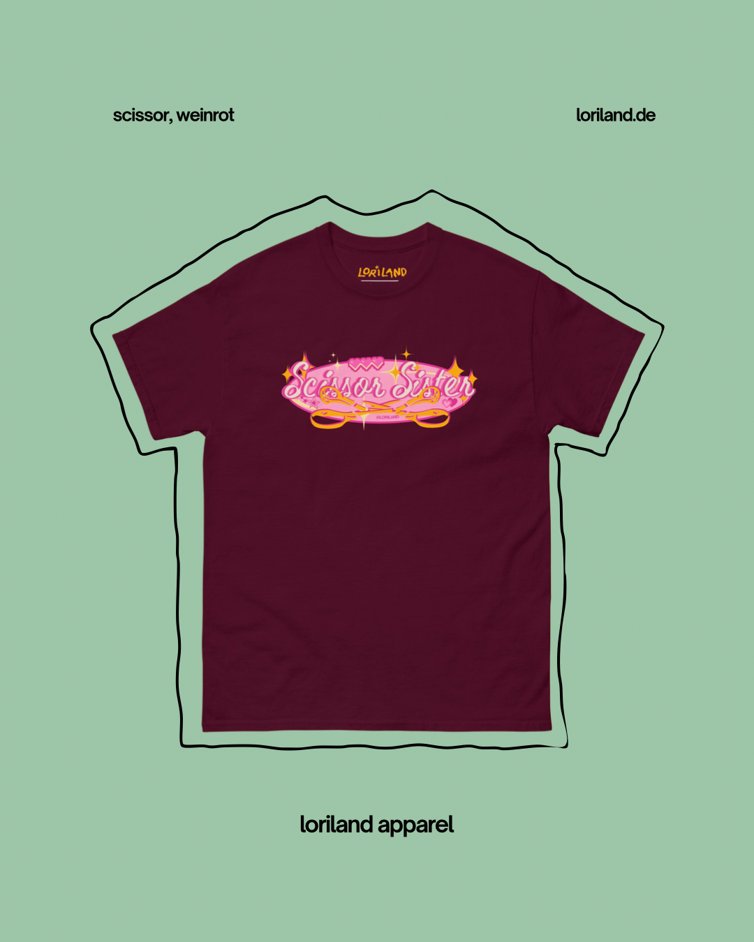 Unisex T-Shirt mit Retro Aufdruck, Scissor Sister Pink