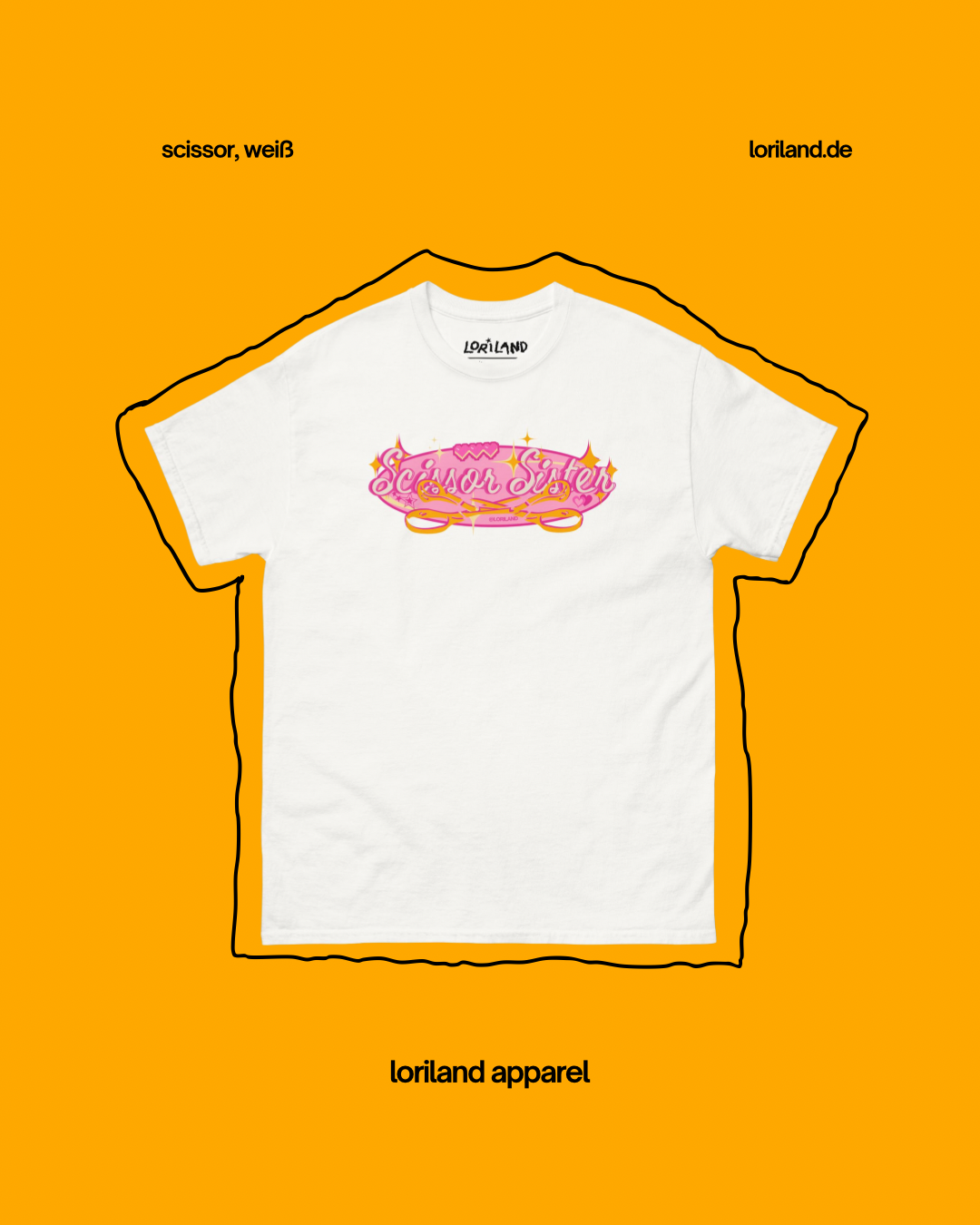 Unisex T-Shirt mit Retro Aufdruck, Scissor Sister Pink