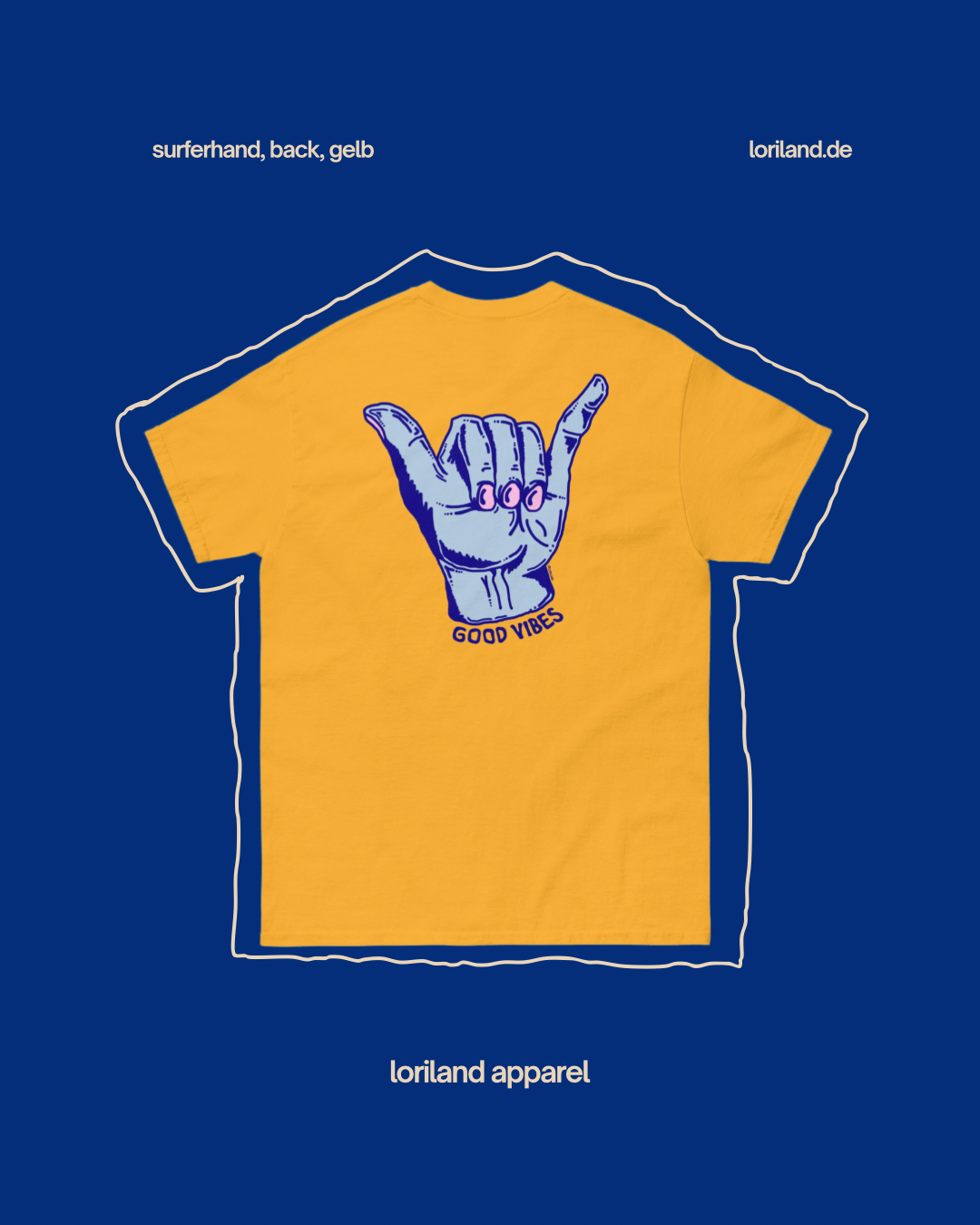 Unisex T-Shirt mit Retro Aufdruck, Surferhand