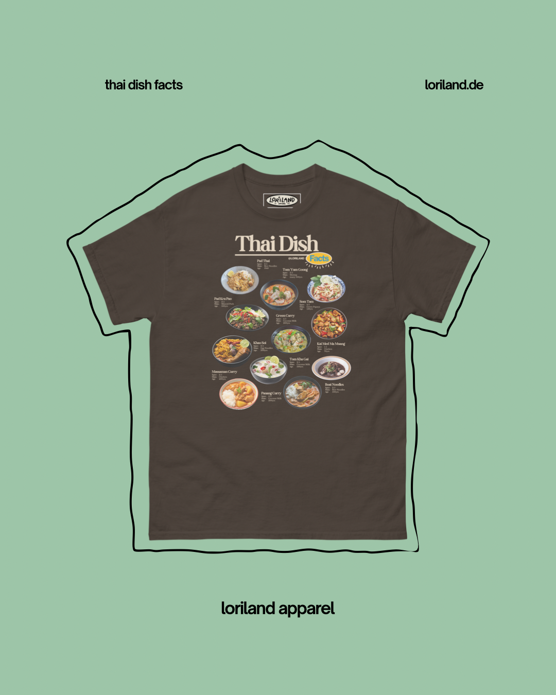 Thai Dish Facts / Unisex T-Shirt mit Retro Aufdruck / Loriland Apparel