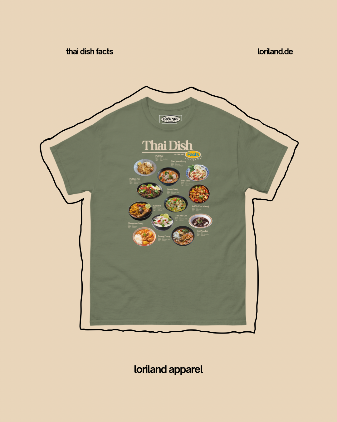 Thai Dish Facts / Unisex T-Shirt mit Retro Aufdruck / Loriland Apparel