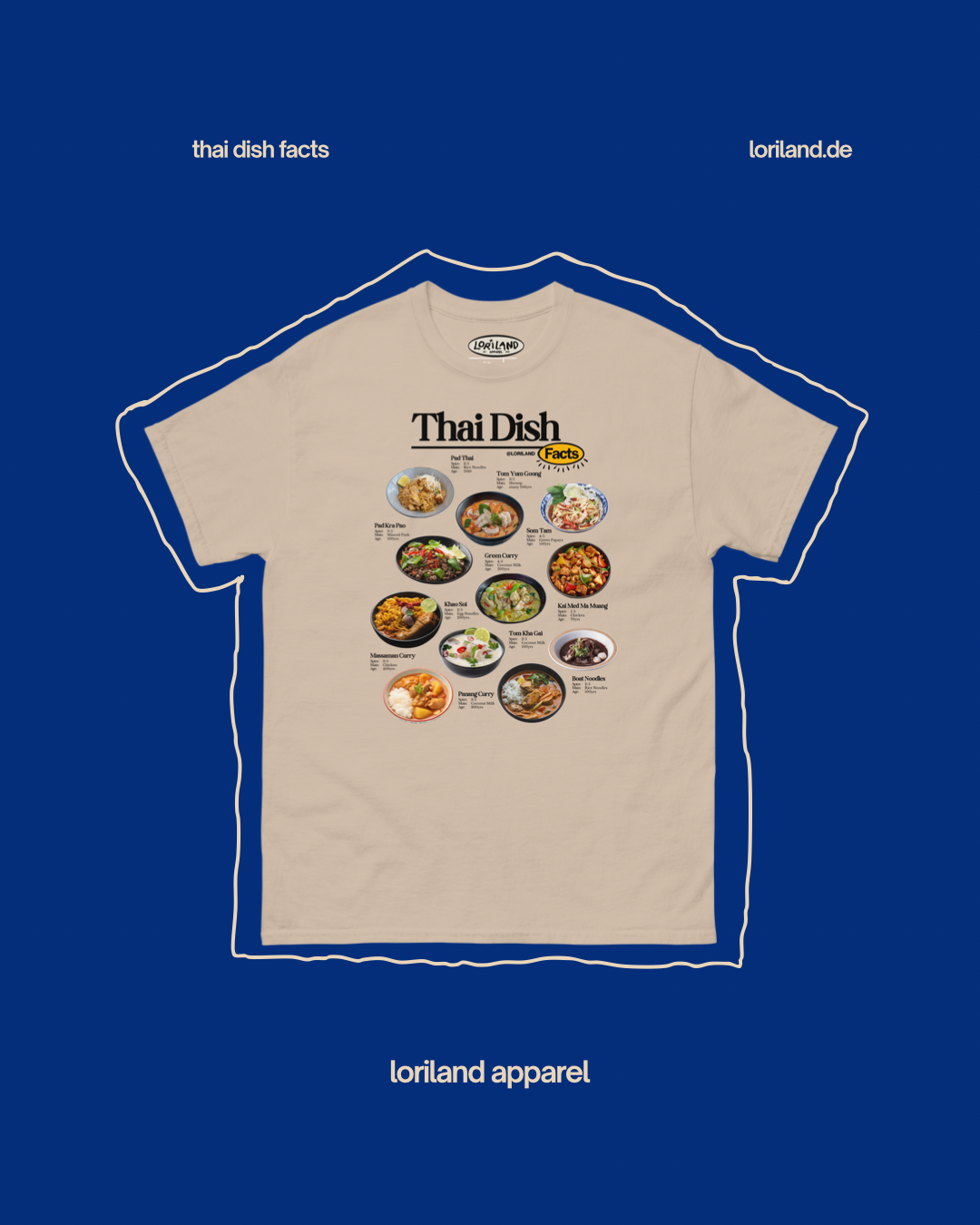 Thai Dish Facts / Unisex T-Shirt mit Retro Aufdruck / Loriland Apparel