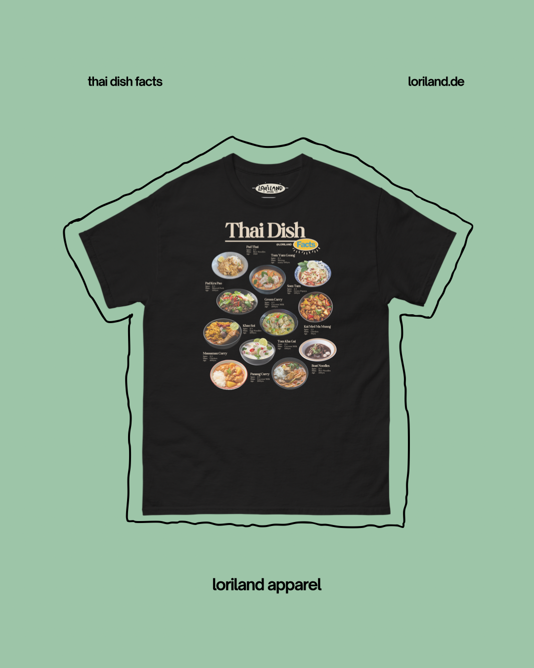 Thai Dish Facts / Unisex T-Shirt mit Retro Aufdruck / Loriland Apparel