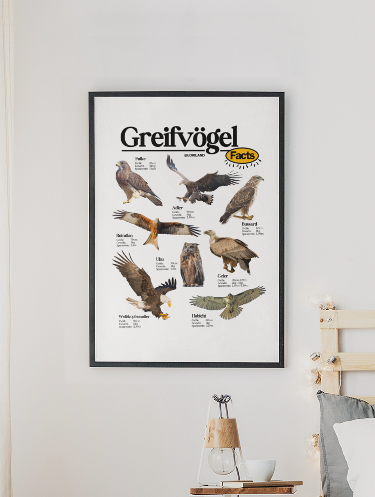 Greifvögel Facts Poster / Loriland Apparel
