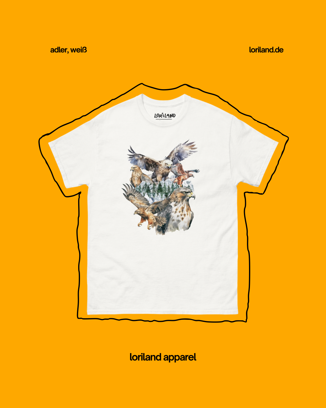 Unisex T-Shirt mit Retro Aufdruck, Adler
