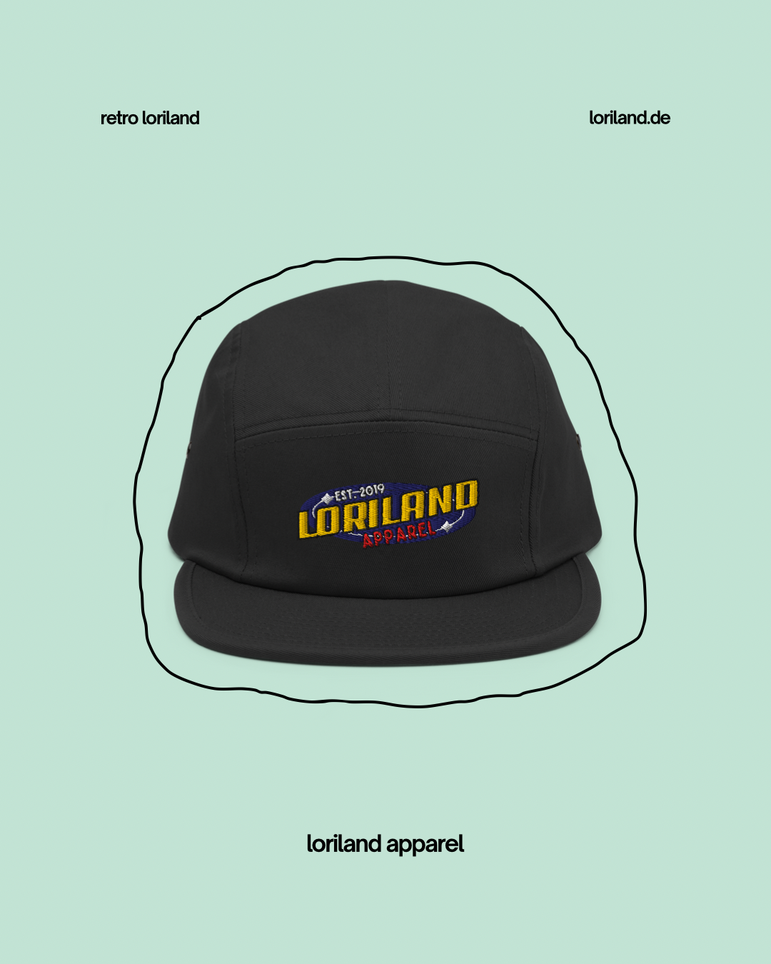 Five-Panel-Cap, Retro Loriland Apparel Logo