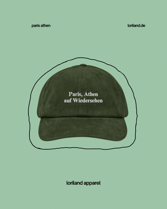 Cord Cap, Paris Athen auf Wiedersehen, Loriland Apparel