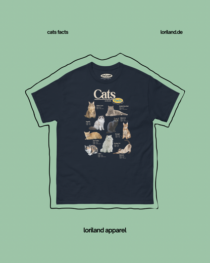 Cats Facts / Unisex T-Shirt mit Retro Aufdruck / Loriland Apparel