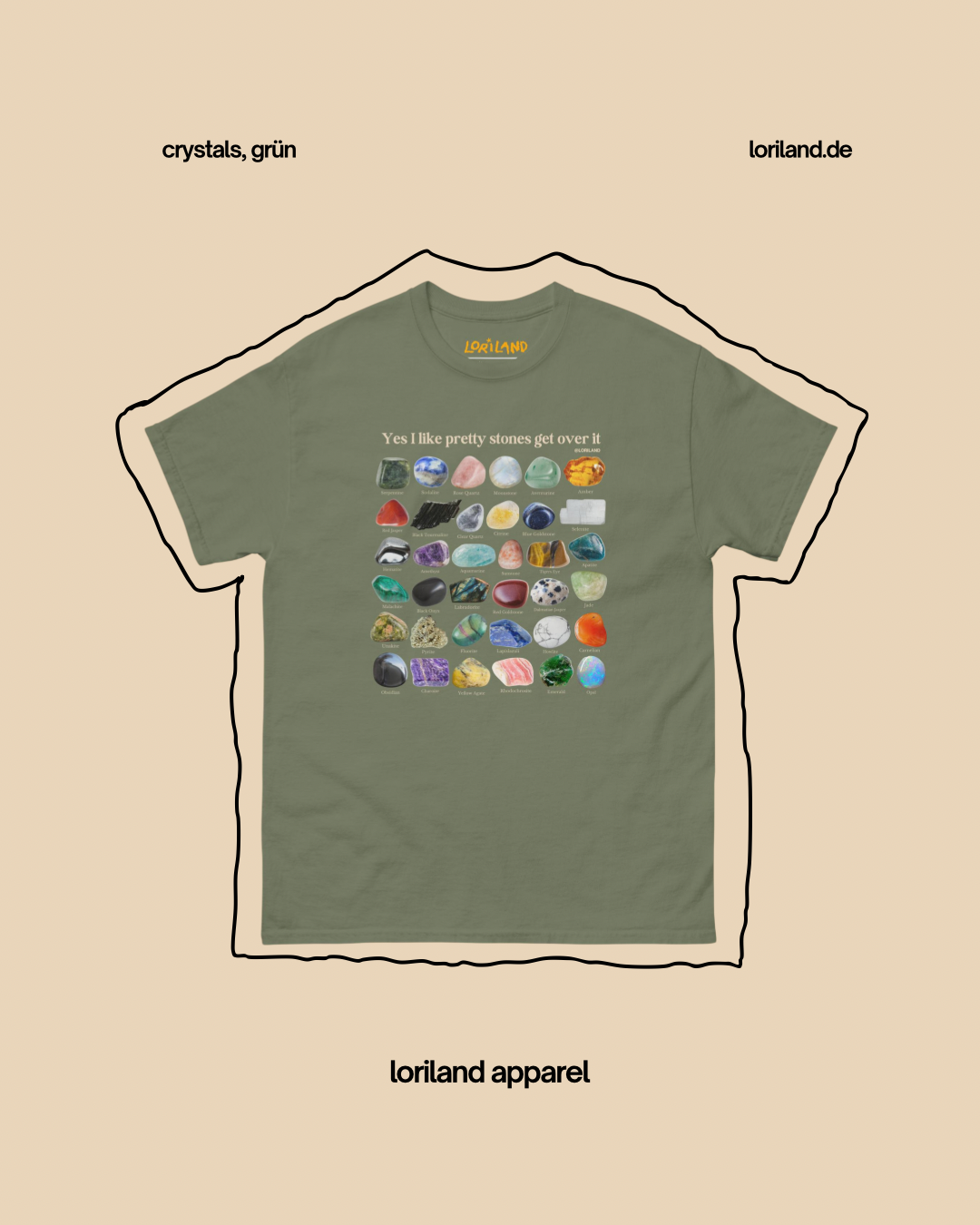 Unisex T-Shirt mit Retro Aufdruck, Crystals