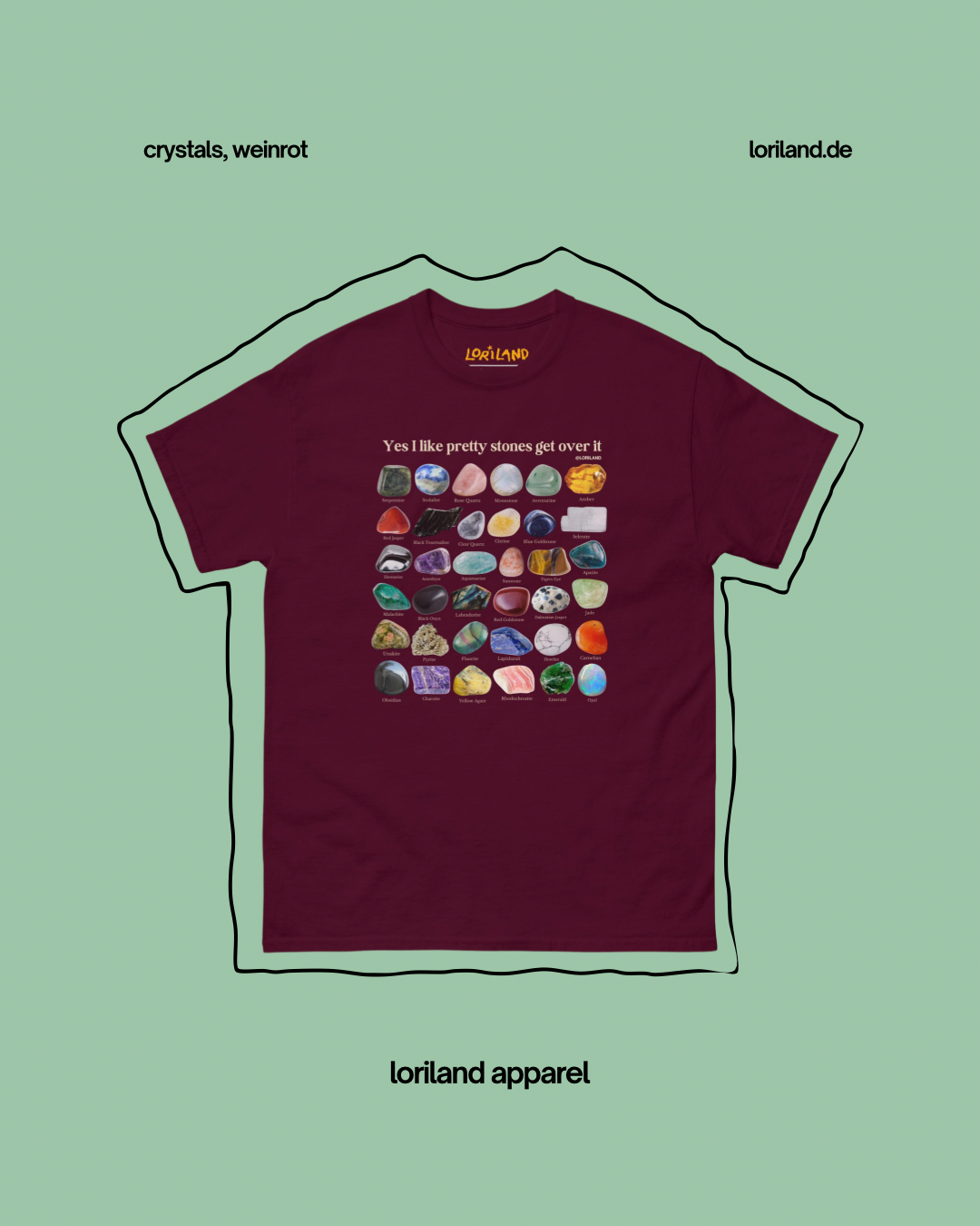 Unisex T-Shirt mit Retro Aufdruck, Crystals