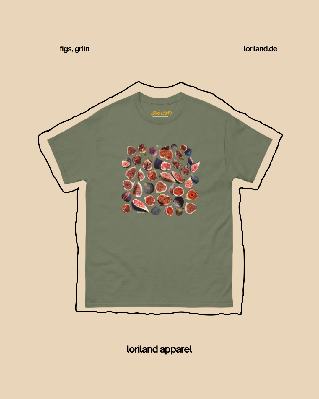 Unisex T-Shirt mit Retro Aufdruck, Feigen