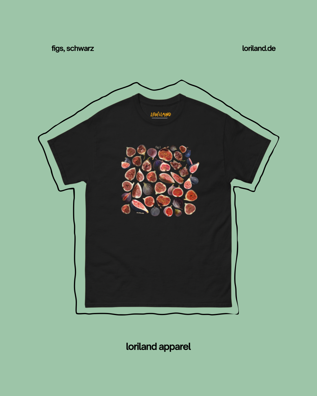 Unisex T-Shirt mit Retro Aufdruck, Feigen