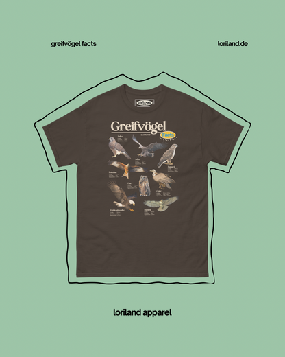 Greifvögel Facts / Unisex T-Shirt mit Retro Aufdruck / Loriland Apparel