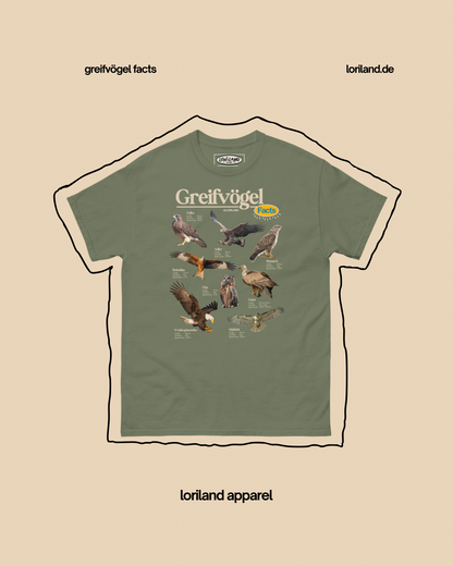 Greifvögel Facts / Unisex T-Shirt mit Retro Aufdruck / Loriland Apparel