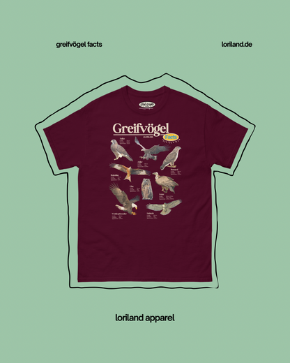 Greifvögel Facts / Unisex T-Shirt mit Retro Aufdruck / Loriland Apparel