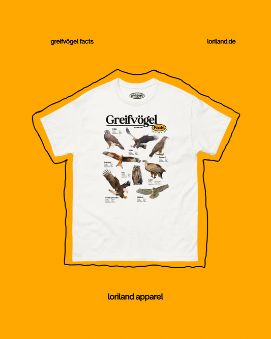Greifvögel Facts / Unisex T-Shirt mit Retro Aufdruck / Loriland Apparel