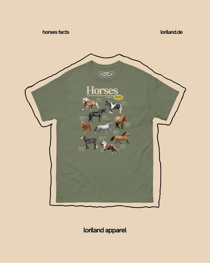 Horses Facts / Unisex T-Shirt mit Retro Aufdruck / Loriland Apparel