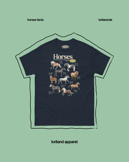 Horses Facts / Unisex T-Shirt mit Retro Aufdruck / Loriland Apparel