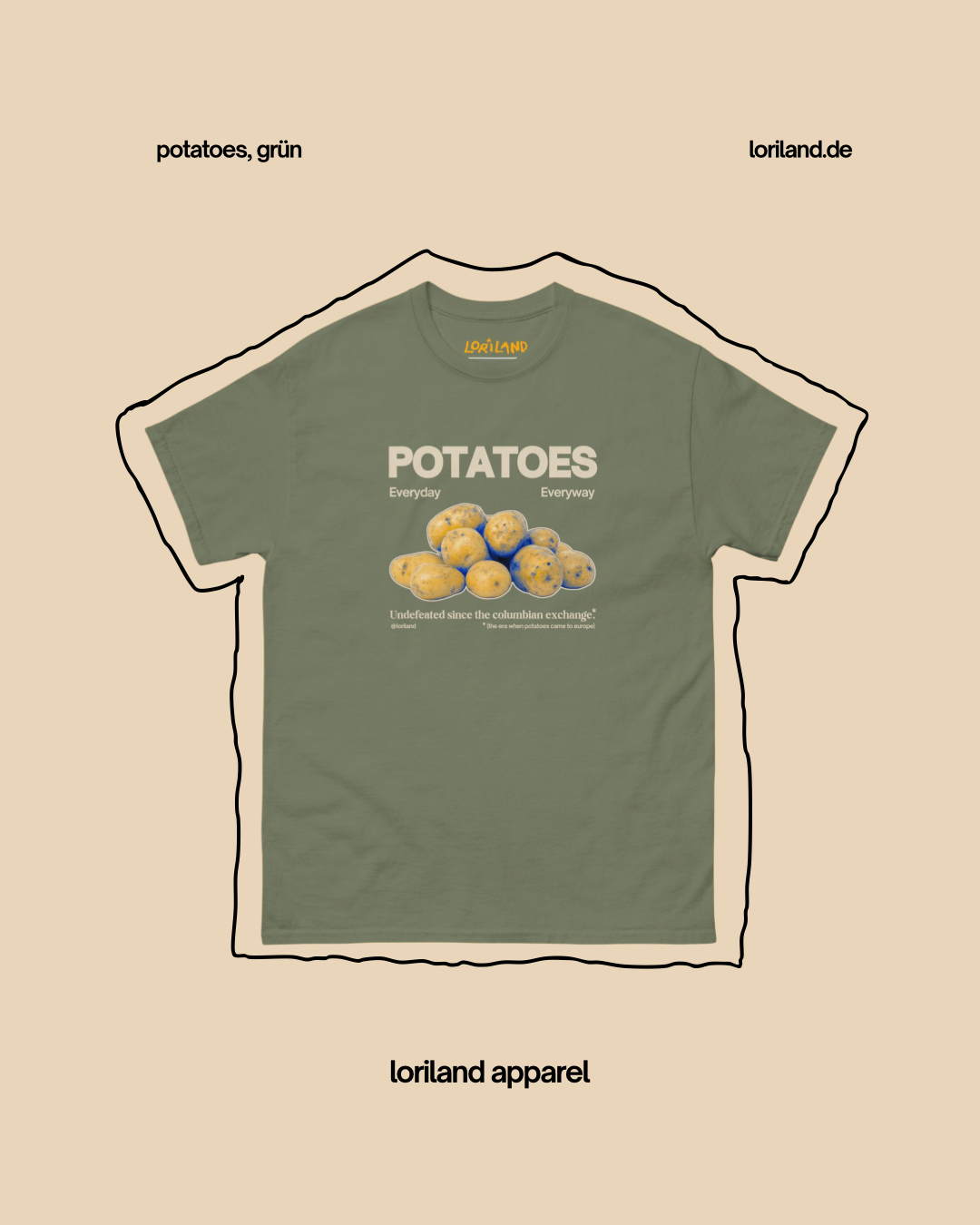 Unisex T-shirt with retro print, Potatoes