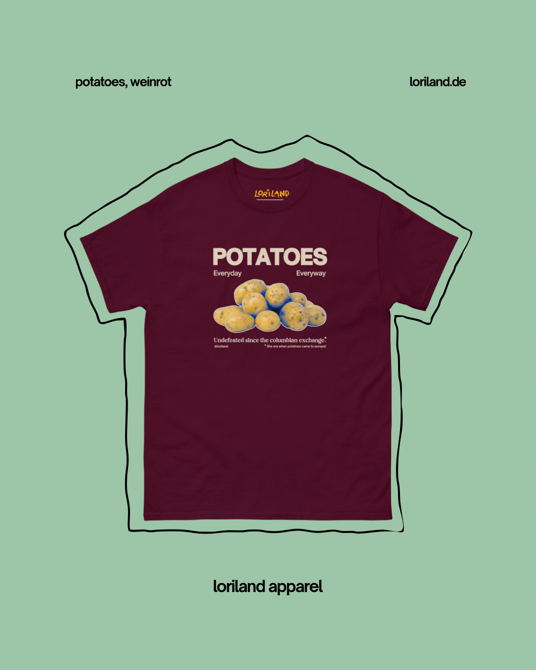 Unisex T-shirt with retro print, Potatoes