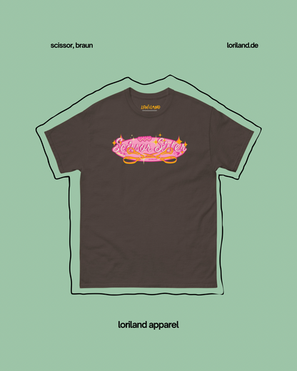 Unisex T-Shirt mit Retro Aufdruck, Scissor Sister Pink