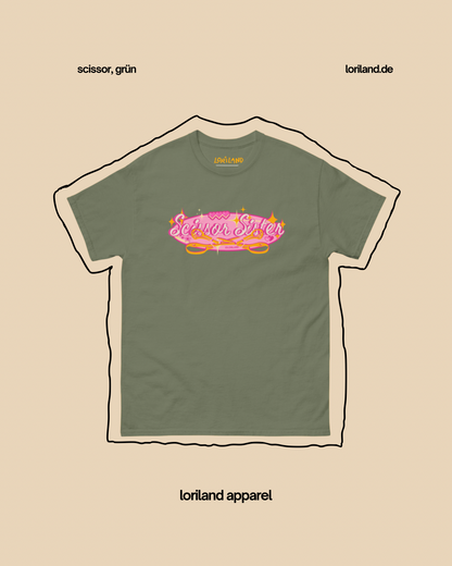 Unisex T-Shirt mit Retro Aufdruck, Scissor Sister Pink