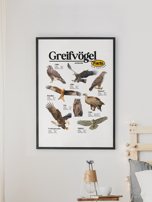 Greifvögel Facts Poster / Loriland Apparel